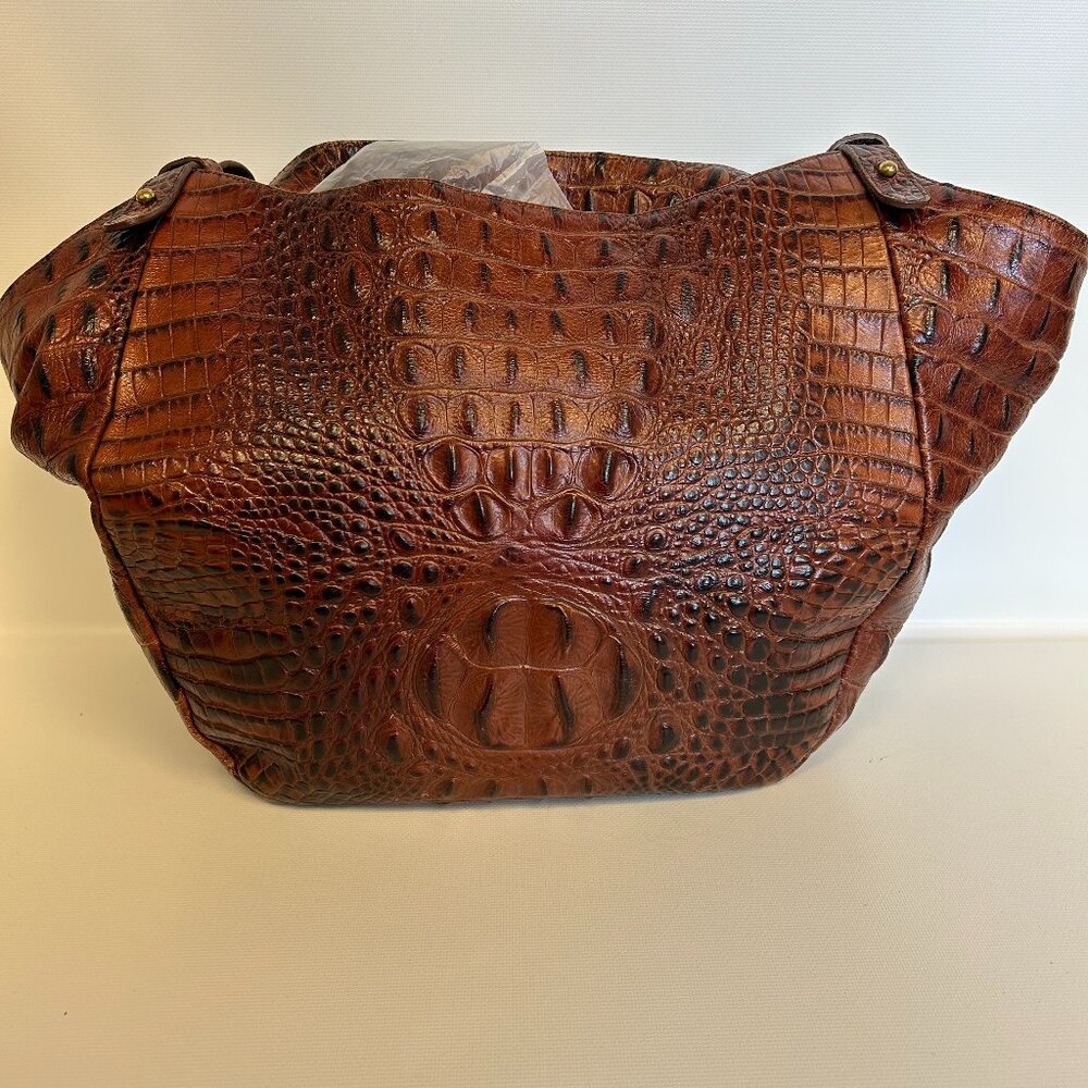 Brahmin Brown Croc-Embossed Leather Hobo